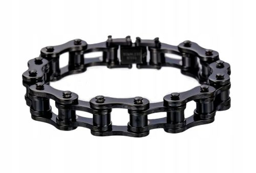  Herrenarmband - Fahrradkette, Edelstahl 14mm/21cm - Schwarz