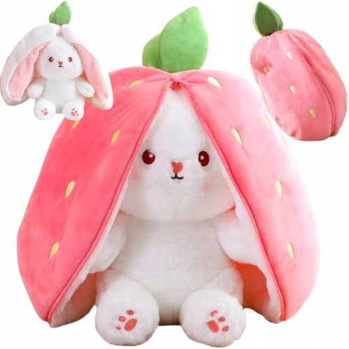  KANINCHEN IN ERDBEERE Maskottchen Hase Erdbeerhase GROSSES Plüschtier 35 cm