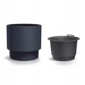    Blumentopf mit Prosperplast Heos-Einsatz, Anthrazit, 39,5 x 37 cm