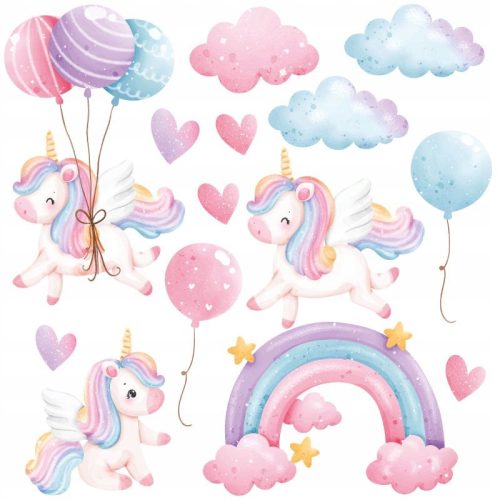  WANDAUFKLEBER EINHORN REGENBOGEN 50x100cm JT14