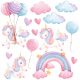  WANDAUFKLEBER EINHORN REGENBOGEN 50x100cm JT14