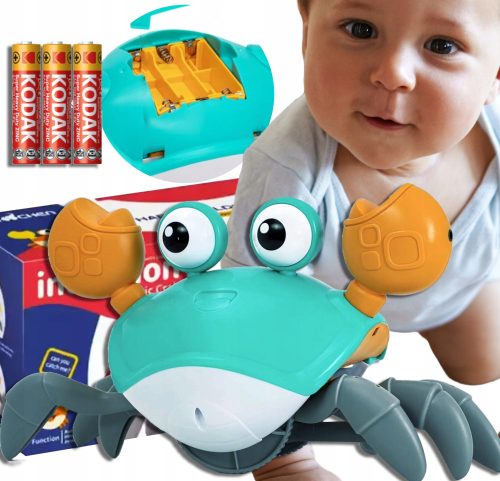  LAUFENDE KRABBELENDE KRABBE INTERAKTIVES SPIELZEUG GESCHENK FÜR EIN KIND WEIHNACHTEN + 3× Kodak AA Zink-Kohle-Batterie (R6) 1 Stk.
