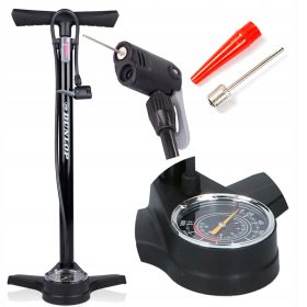    DUNLOP Standpumpe Fahrradpumpe 12 BAR + Bodenmanometer schwarz