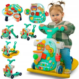    Fahrrad, Schiebepferd, Schaukelpferd, Roller, Reitbrett, Lerntisch, 5-in-1, Grün