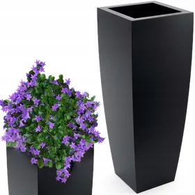    Decorya Blumentopf 75 cm x 28 x 75 cm Durchmesser 28 cm Kunststoff dunkelgrau, schwarz, graphit