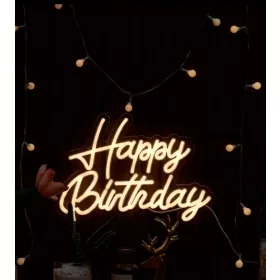  Neonlicht-LED-Aufschrift HAPPY BIRTHDAY GELB Geburtstag