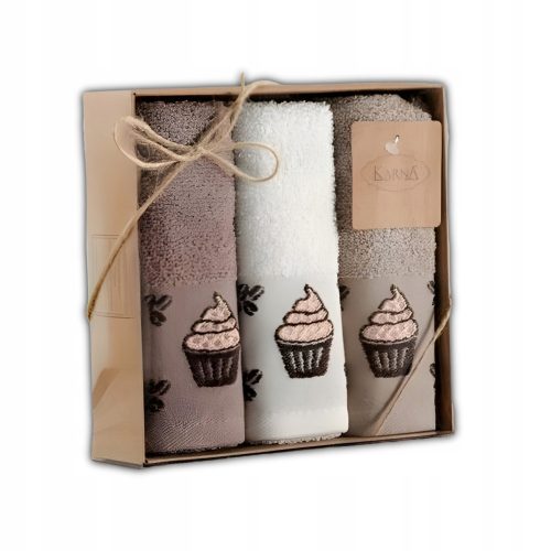 Sets Handtücher Besticktes Baumwollhandtuch CUPCAKE/3404/ 3x30x50 Set.