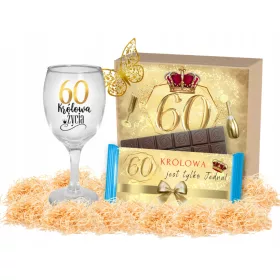    Geschenk zum 60. Geburtstag – Glas, Schokolade, Schachtel, Schmetterling