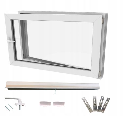 Warmweißes PVC-Fenster, rechts, 60x40, 600x400, Set