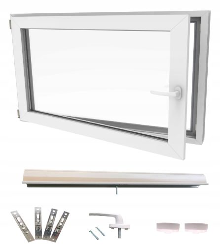 PVC-Lorac-Fenster, links, 60x40 cm, Dreh-Kipp-Fenster, weiß