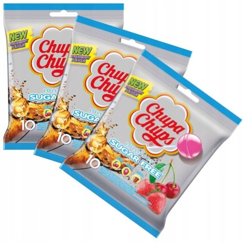 Zuckerfreie Chupa Chups Lutscher 30 Stück Mix - Kirsche, Erdbeere, Cola