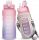  Flasche, Wasserflasche mit BPA-freiem Strohhalm mit Zeitstempel und Deckel, 2 Liter