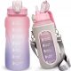  Flasche, Wasserflasche mit BPA-freiem Strohhalm mit Zeitstempel und Deckel, 2 Liter