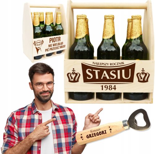  TRÄGER BIERKASTEN GEBURTSTAG GESCHENK plus KOSTENLOSEN GRAVIERTEN ÖFFNER