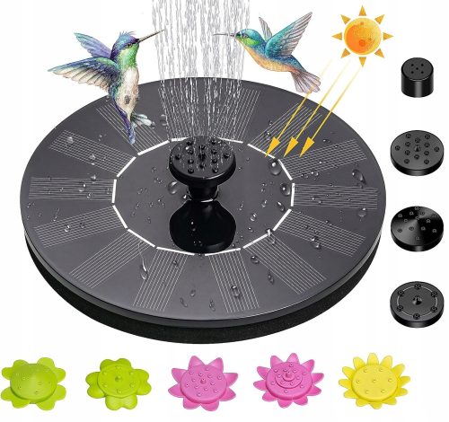  SCHWIMMENDER SOLAR-GARTENBRUNNEN, 9 Düsen, 16 cm
