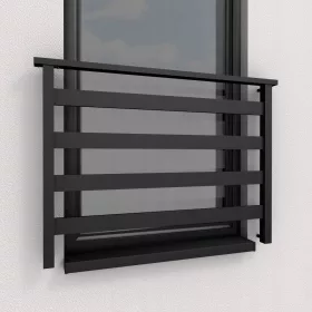   Französische Fensterbalustrade aus Aluminium, schwarz, 120 cm