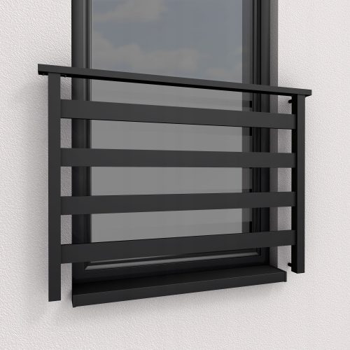 Französische Fensterbalustrade aus Aluminium, schwarz, 120 cm