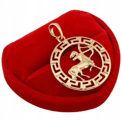  Goldanhänger mit dem Sternzeichen SCHÜTZE, eleganter griechischer Kreis, 18k vergoldet
