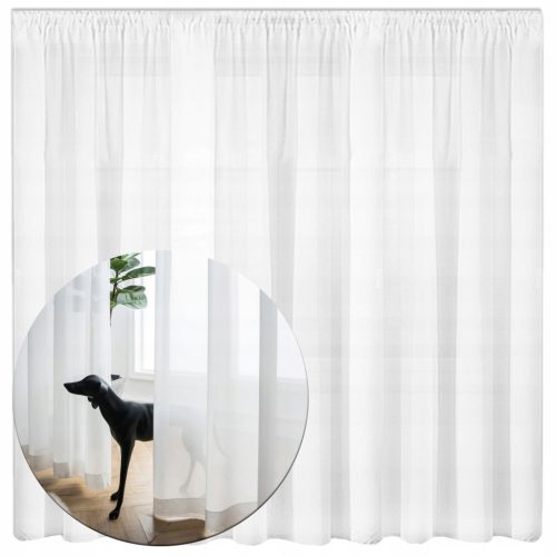 Schneeweiße Voile-Gardine 400x220 cm auf Kräuselband