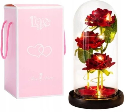 Ewige Rose in einer LED-leuchtenden Geschenkbox aus Glas
