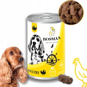    BOSMAN Nassfutter in der Dose für Hunde aller Rassen MIT GEFLÜGEL 12x1240 g