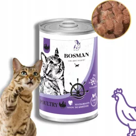    BOSMAN Nassfutter in der Dose für Katzen aller Rassen MIT GEFLÜGEL 24x415 g