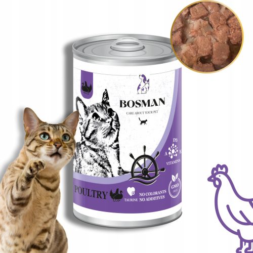  BOSMAN Nassfutter in der Dose für Katzen aller Rassen MIT GEFLÜGEL 24x415 g