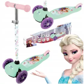    Dreirädriger Roller Seven 9949 Weiß, Lila, Pink, Grün + Seven Frozen Lenkerbänder 2 Stück