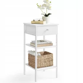    Weißer skandinavischer Beistelltisch mit einer Schublade und 2 LOFT-Regalen