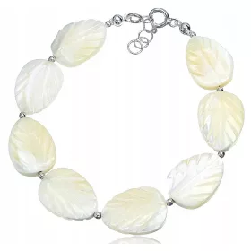  Wunderschönes Perlmutt-Silberblatt-Armband