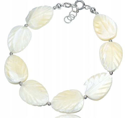  Wunderschönes Perlmutt-Silberblatt-Armband