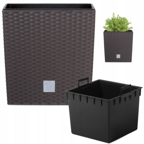  Prosperplast-Blumentopf, 26 cm x 26 x 26,6 cm, Durchmesser 10 cm, Kunststoff in Braun- und Beigetönen