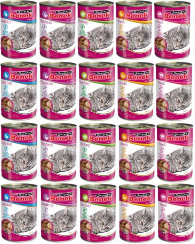  Benek Nassfutter in Dosen für Katzen Chunks Mix Meats 20x415g