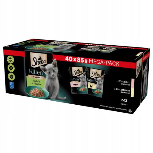  SHEBA KITTEN AUSWAHL AN GESCHMACKEN, FUTTER IN SAUCE FÜR KÄTZCHEN, 40x85g