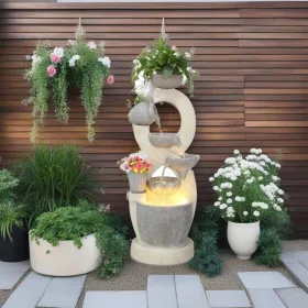    GARTENBRUNNEN „INA“ Höhe 135 cm!!! Ausbildung LED!!! GARTEN-TERRASSE-PATIO