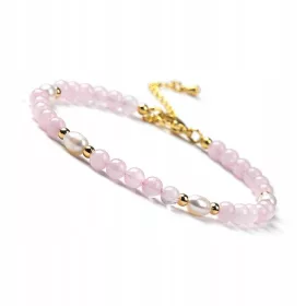  Süßwasserperlen-Rosenquarz-Armband