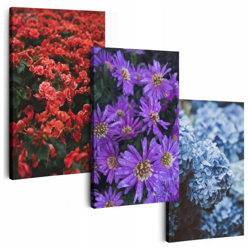 Bilder an der Wand GEMÄLDE AUF LEINWAND 150 cm **viele Motive** GEMÄLDE FÜR DAS WOHNZIMMER TRIPTIQUE BLUMEN