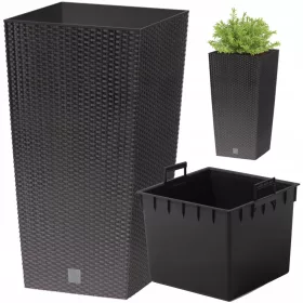   Prosperplast Blumentopf 32,5 cm x 32,5 x 61 cm, Kunststoff in Braun- und Beigetönen