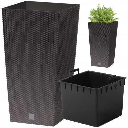 Prosperplast Blumentopf 32,5 cm x 32,5 x 61 cm, Kunststoff in Braun- und Beigetönen