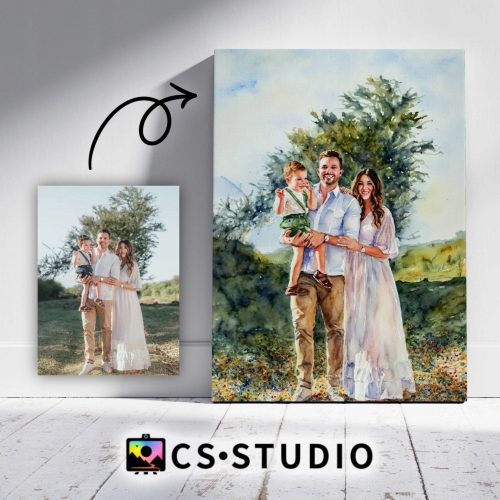 Bilder an der Wand Bild von einem Foto im Stil von Aquarell auf Leinwand, ein Bild von Ihrem Foto