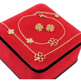  GOLDSCHMUCKSET, CHIRURGENSTAHL, KLEEBLATT, 3-teilig