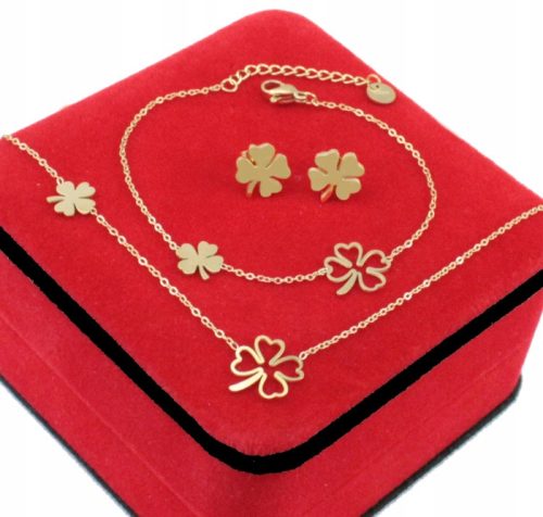  GOLDSCHMUCKSET, CHIRURGENSTAHL, KLEEBLATT, 3-teilig