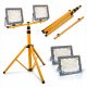 Stehender doppelter Ledlux-Halogenlampenständer 160 cm gelb + 2× Halogen neutralweiß 5000 lm 50 W
