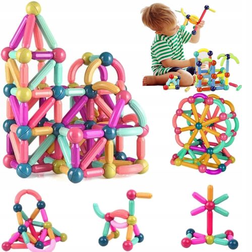  MAGNETISCHE KONSTRUKTIONS-LÄDAGOGISCHE BLOCKS, GROSSES SET 64 STAMMELEMENTE