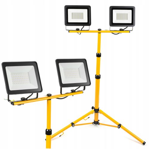  Stehender Halogenlampenständer, doppelt Ledlux 160 cm gelb + 2× Halogen kaltweiß 2400 lm 30 W