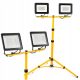  Stehender Halogenlampenständer, doppelt Ledlux 160 cm gelb + 2× Halogen kaltweiß 2400 lm 30 W
