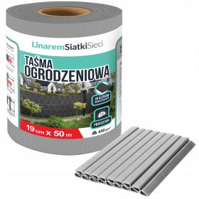    ZAUNBAND 19 cm x 50 m + UV-ABDECKUNG FÜR PANEL-ZÄUNE GRAUER ZAUN