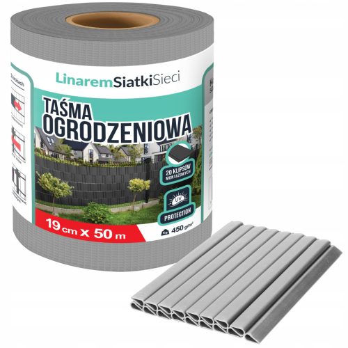  ZAUNBAND 19 cm x 50 m + UV-ABDECKUNG FÜR PANEL-ZÄUNE GRAUER ZAUN