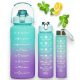  WASSERFLASCHE FLASCHE MIT STROHHALMHOHME MIT MOTIVIERENDEM 3ER-SET FITNESS