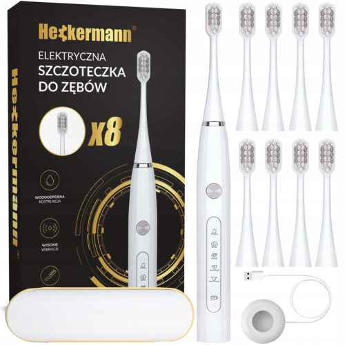  Schallzahnbürste elektrisch, 38.000 U/min, 8 Spitzen + Etui